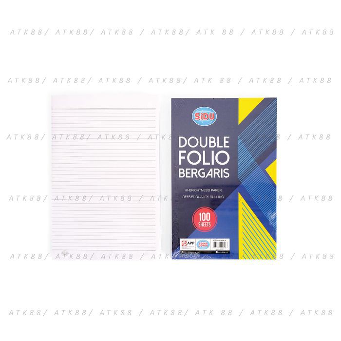 

Order Langsung Kertas/Double Folio Bergaris Sidu 100 Sheets Terlaris