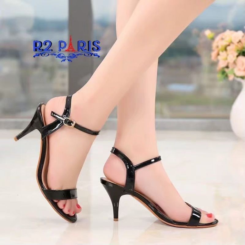 Jual R2 High Heels Princess Hitam dan Gold Limited