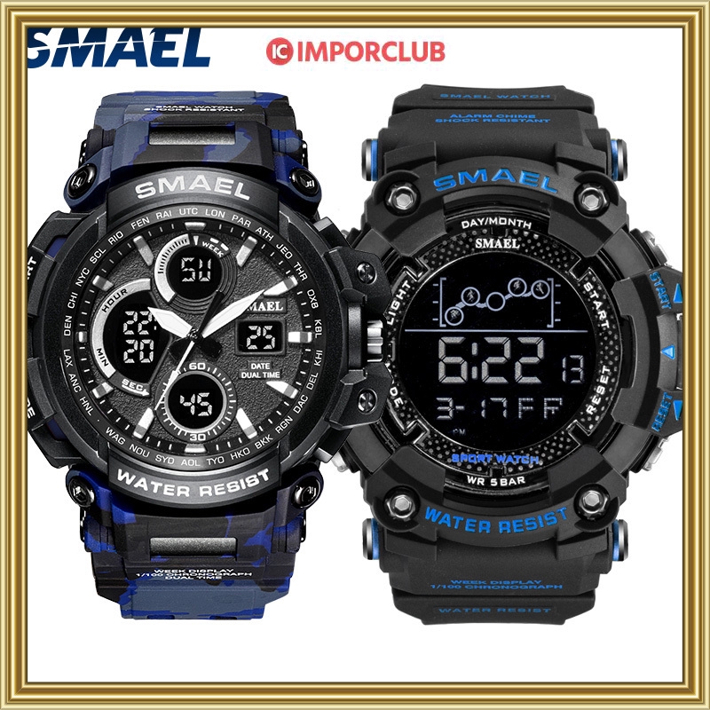 SMAEL Army men's Set Military Watch Sport 50m waterproof LED digital watches men 1708B 1802 sport