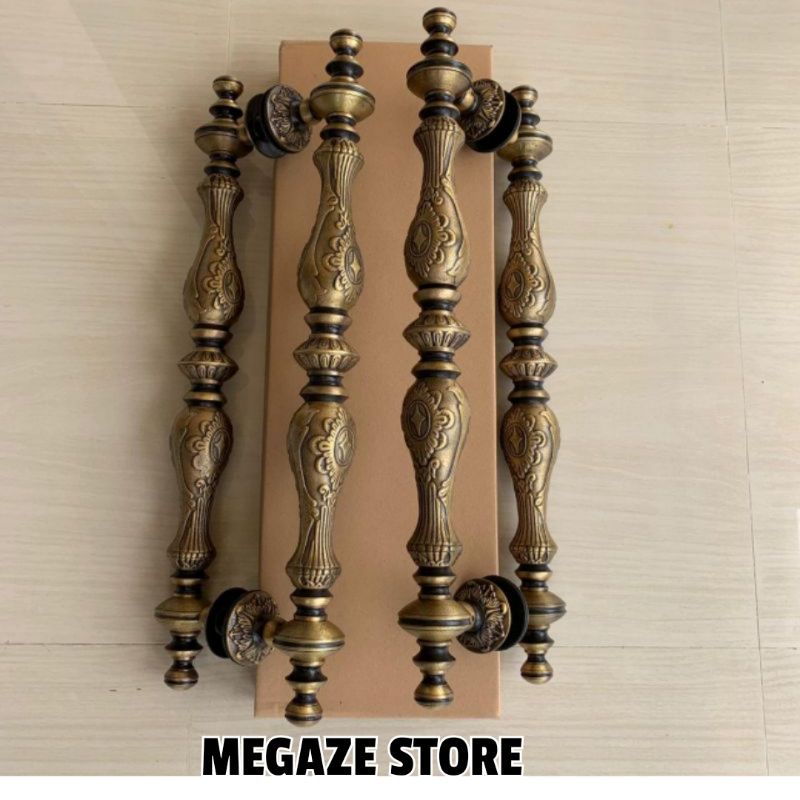 4 Pcs (2 set) Gagang Pintu Rumah Kuningan Mewah Baut Tembus