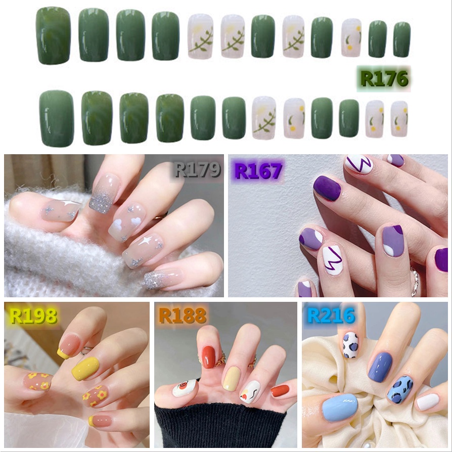 24pcs Kuku Palsu DIY Untuk Nail Art