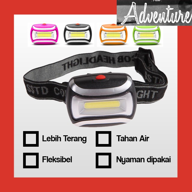 [Waterproof] Headlamp Head Lamp Lampu Senter Kepala Gunung Adventure Terang Tahan Air Baterai AAA