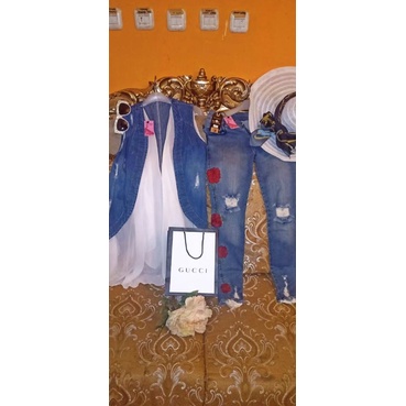 set Blazer jeans+ celana jeans MVL
