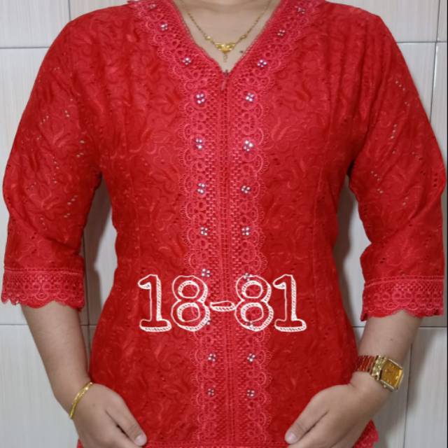 Blouse katun pink butik rekseleting depan