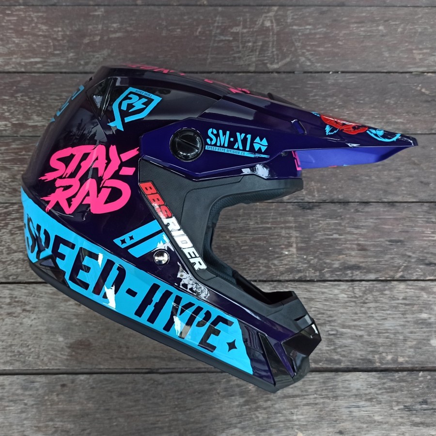 Helm RSV ORCA Esqueleto Dark Purle Fuxia Blue