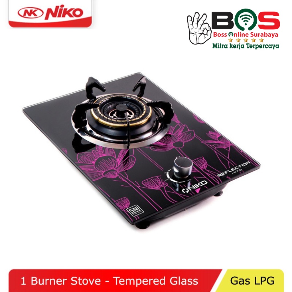 Nico Reflection Hito Kompor Kaca Niko Kompor 1 Tungku Kompor Gas Tanam