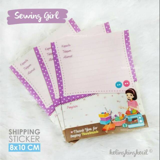 

Stiker Pengiriman Online Shop - Sewing Girl - Handmade