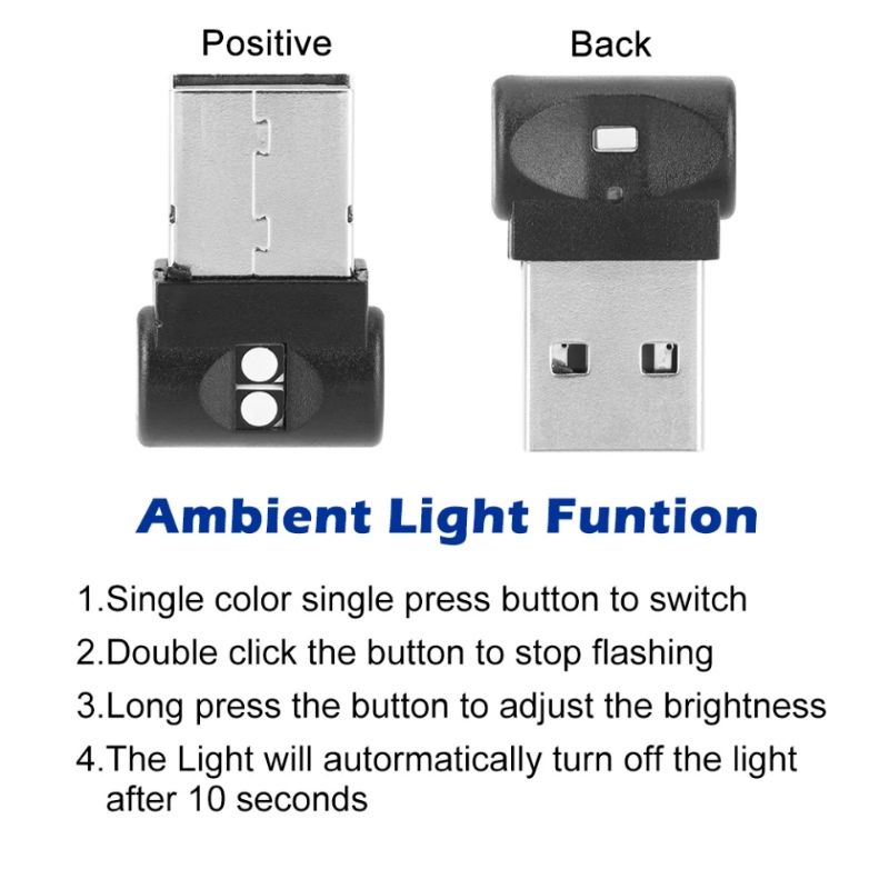 Lampu led usb RBG sensor cahaya interior mobil/lampu dekorasi