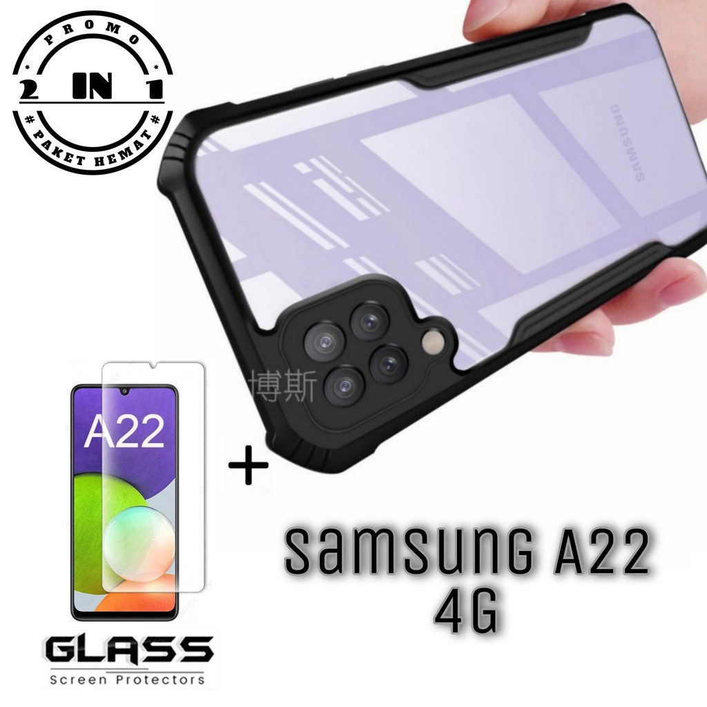 Case SAMSUNG GALAXY A22 4G Paket Tempered Glass Layar Clear Handphone Samsung A22 4G
