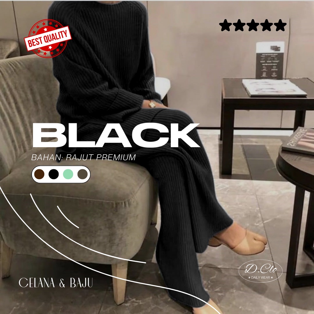 One Set Rajut Yunita Set Oversize Setelan Rajut Wanita Dewasa Muslim Bahan Rajut Get7