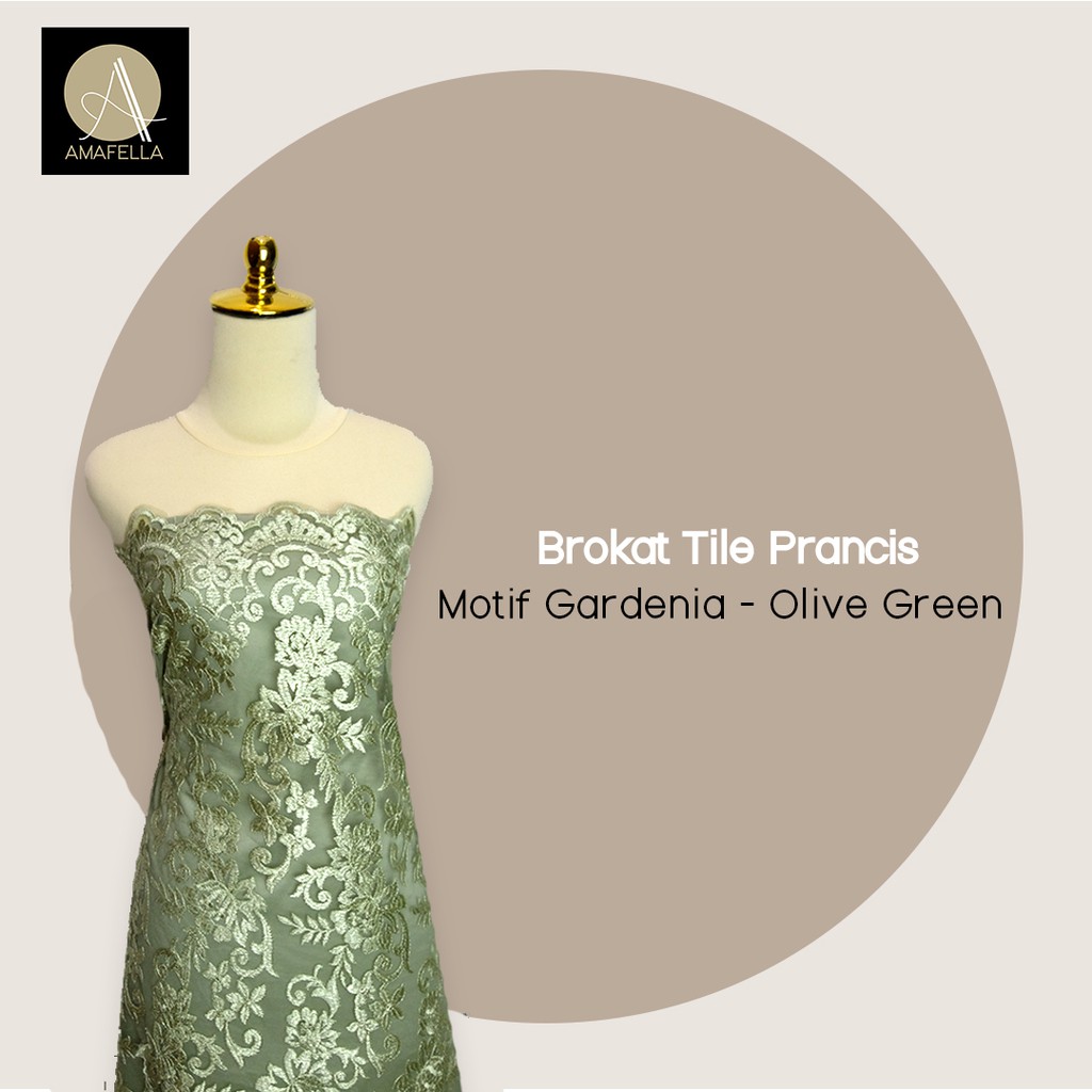 1/2 meter Kain Brokat Tile Prancis Bahan Kebaya Motif Gardenia