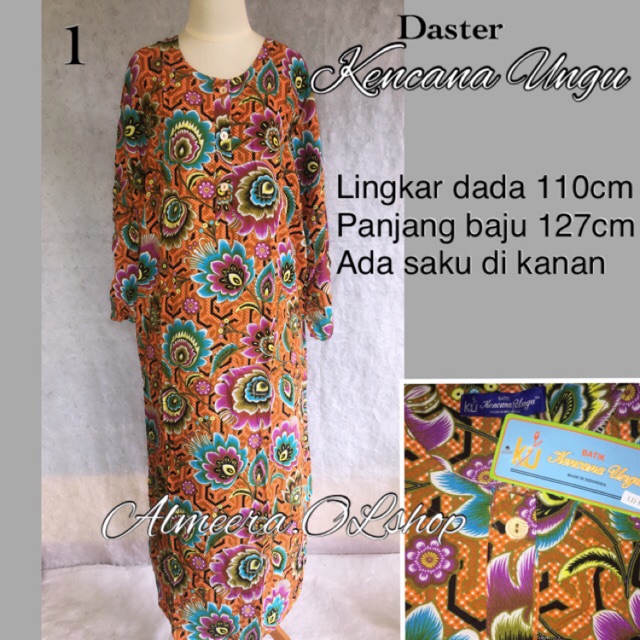 Baju tidur daster kencana ungu panjang longdress label biru