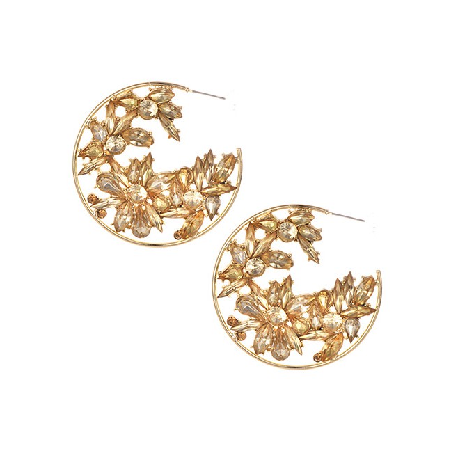 LRC Anting Tusuk Fashion Alloy Diamond Round Earrings F49218