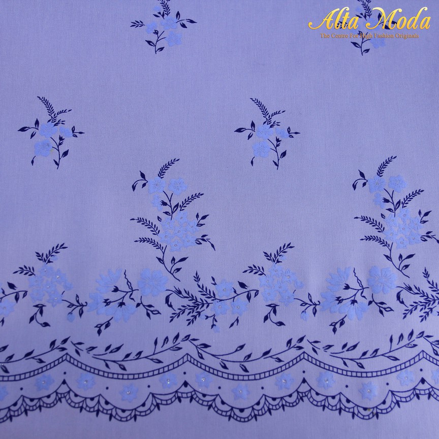 

Alta Moda Katun Stretch Motif Floral Pinggiran Warna Ungu (1M)