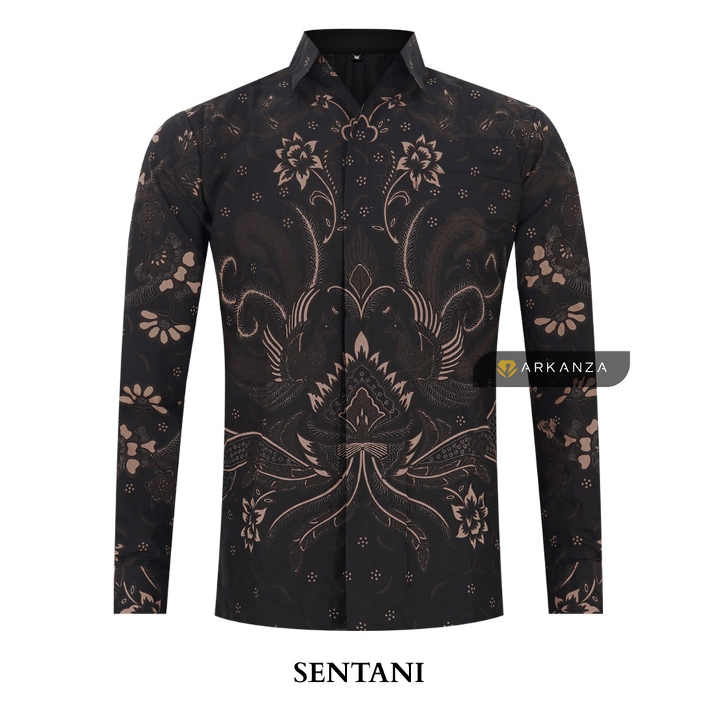 BATIK ARKANZA Motif SENTANI Hem Atasan Kemeja Baju Batik Pria Cowok Produsen Slimfit Memakai Furing Lengan Panjang