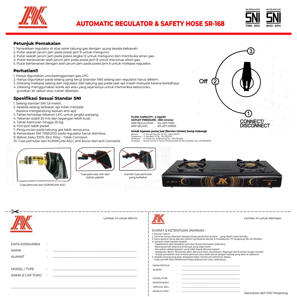 AK - Selang gas komplit AK ( Selang spiral regulator plus meter ) SNI MURAH BANGET / GARANSI RESMI