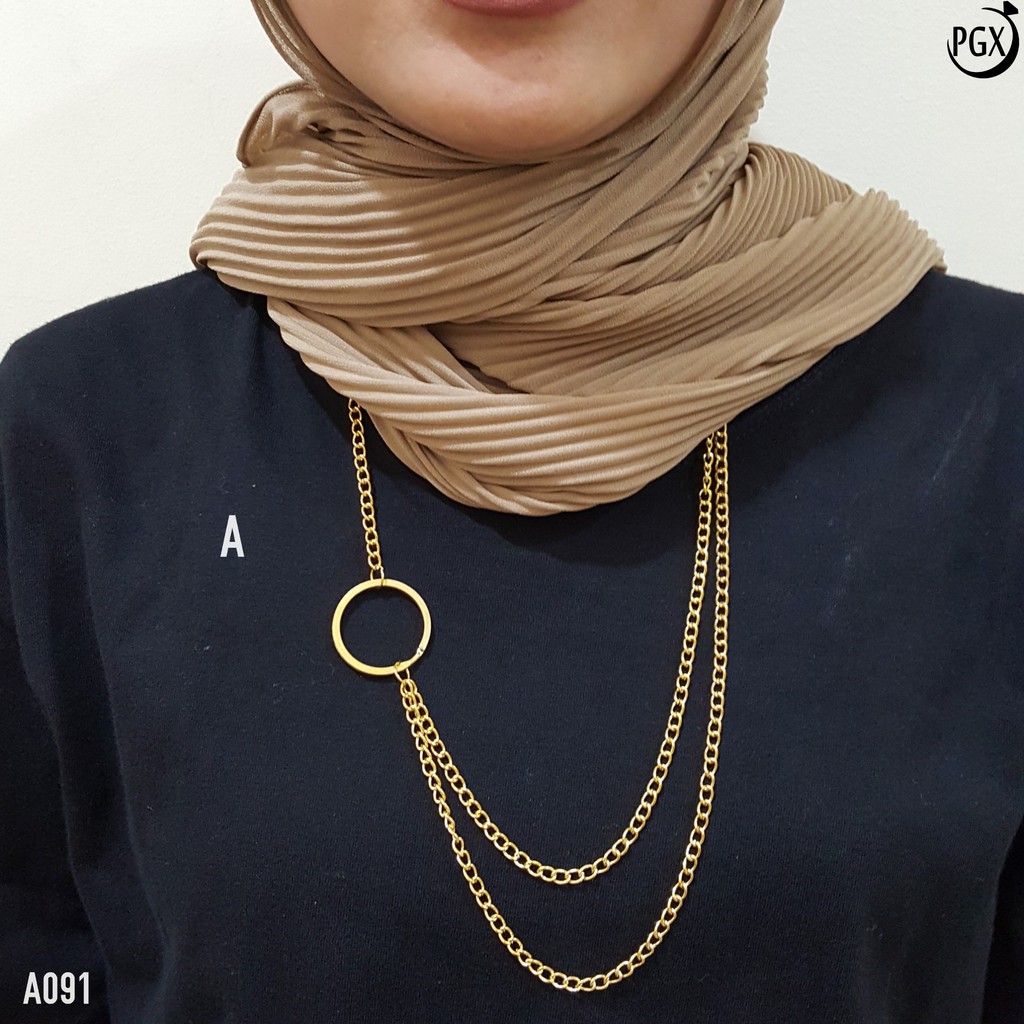 PGX Kalung Rantai Wanita Hijab Panjang Multilayer Necklace - A091