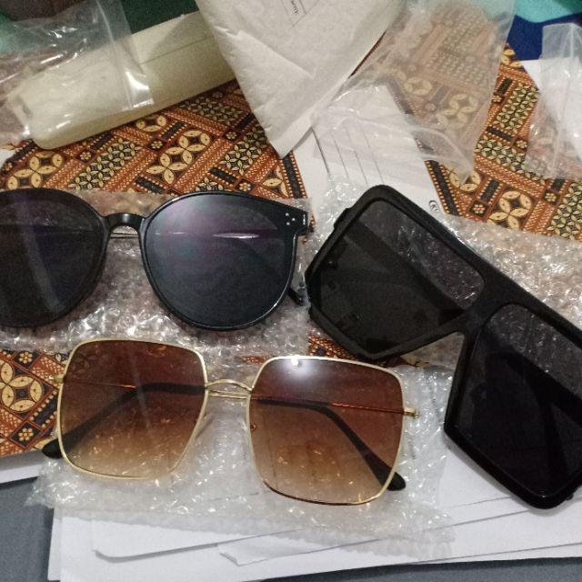 Kacamata Hitam Pria / Wanita Model Mata Kucing Oversize Mewah Uv400