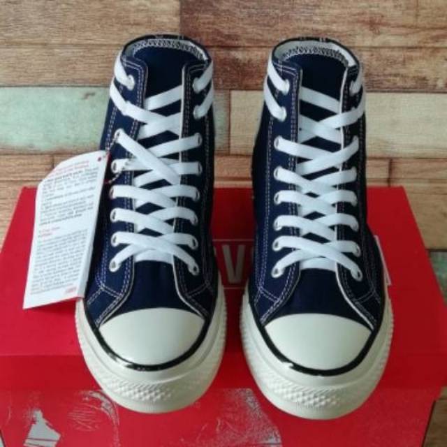 SNEAKERS COWOK HITAM BIRU MISTY  SEPATU CONVERSE 70s / 70,s Navy HIGH GLOSSY PREMIUM