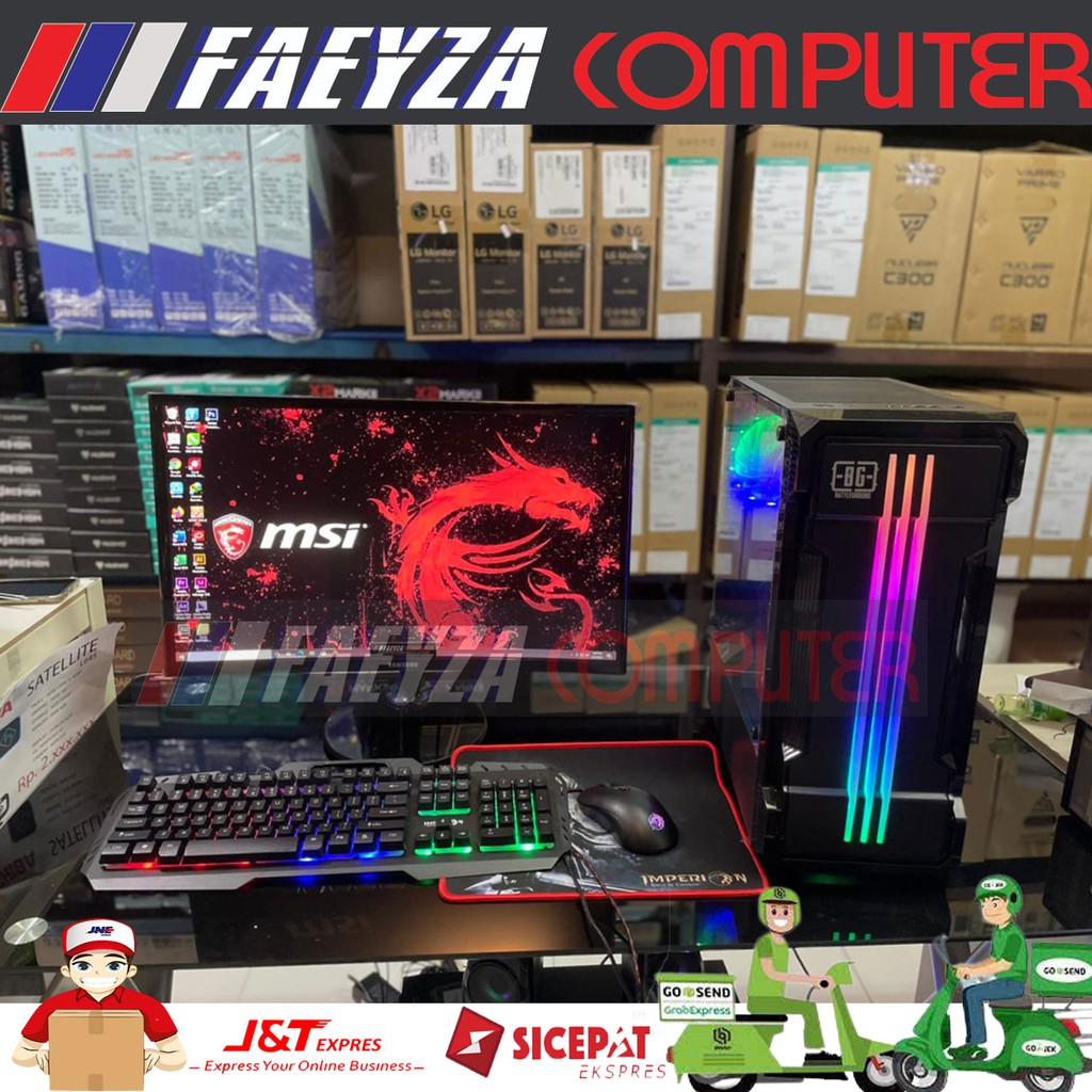 PC Gaming Fullset AMD Ryzen 5 5600GT SSD 128GB lengkap LED 24 inc Keyboard Mouse GAMING