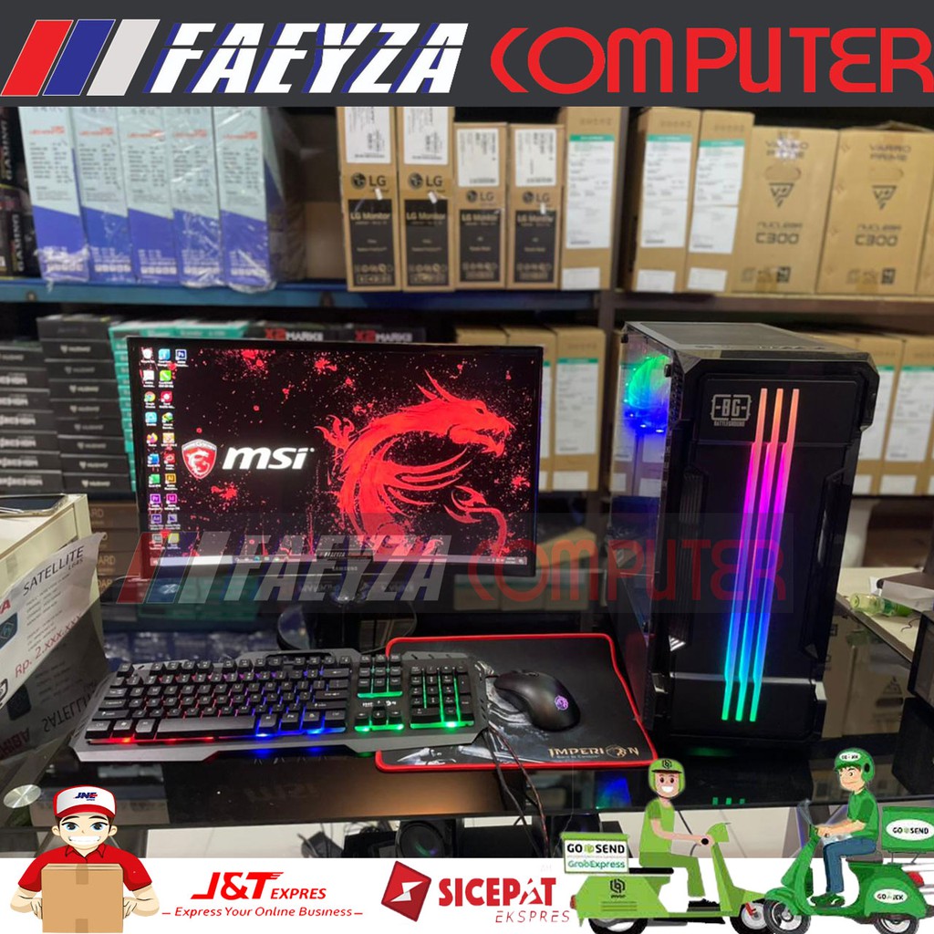 PC Gaming Fullset AMD Ryzen 5 5600G SSD 128GB lengkap LED 24 inc Keyboard Mouse GAMING