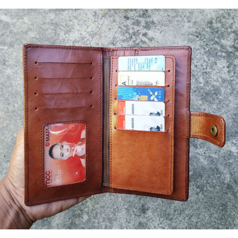 Dompet Panjang Kancing Wanita/Pria kulit original