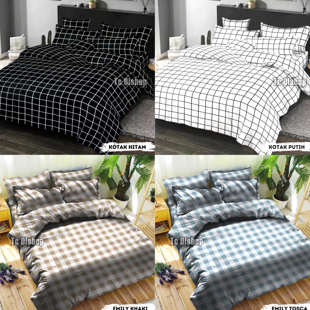 Sprei Saja Homemade 180x200 180x200x20 No 1 Kotak Kotak Aesthetic Abstrak monocrom