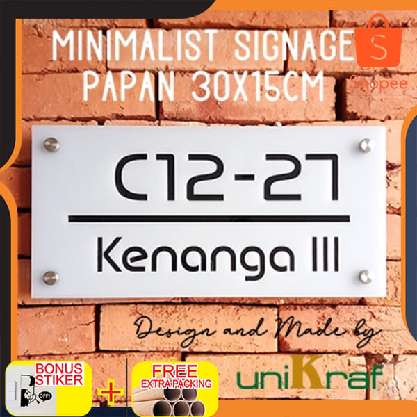 

Papan Alamat Nomor Rumah Akrilik - Acrylic - 30 x 15 cm Elegan