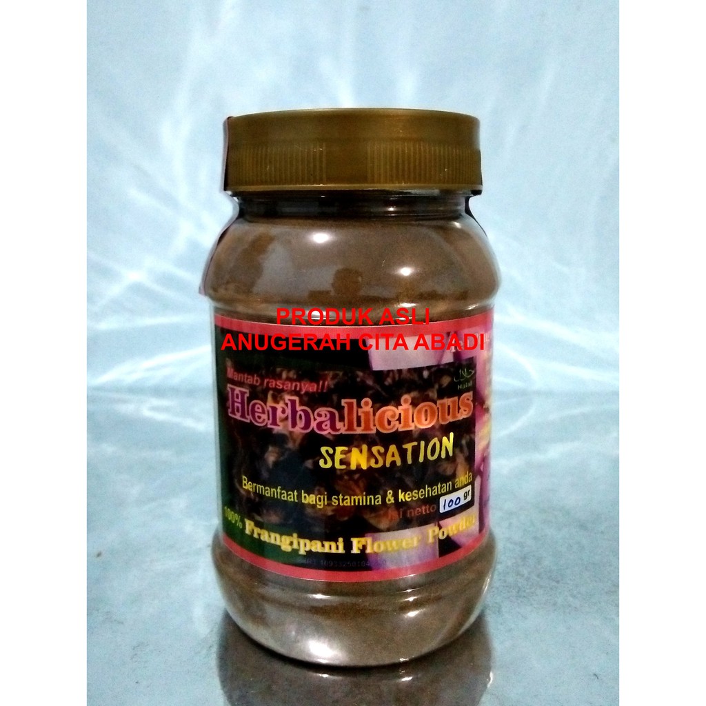 

Teh Bunga Kamboja Bubuk Herbalicious Sensation Pure Dried Frangipani Tea Powder 100gr Toples Plastik