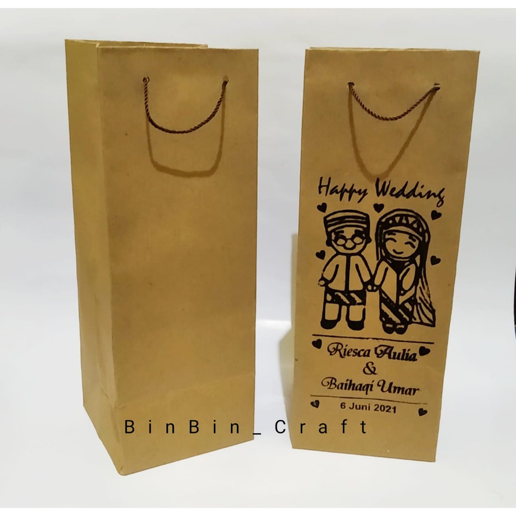 TAS SOUVENIR / PAPERBAG / GOODIE BAG / TAS KERTAS / TOTE BAG UKURAN P.10 L.10 T.30 CM SABLON CUSTOM