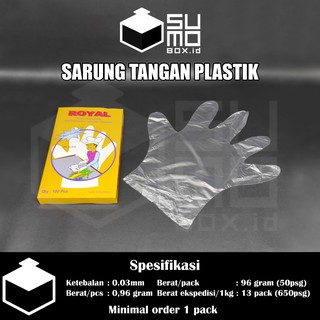 Image of Sarung tangan plastik pelindung steril sekali pakai isi 100 pcs 50 pasang