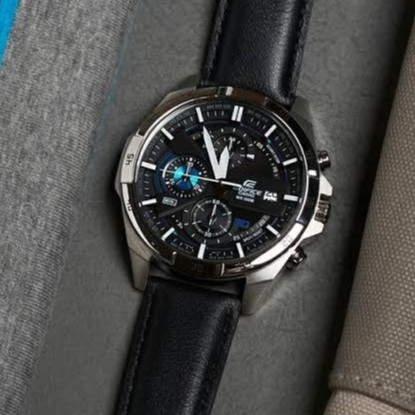 Jam Tangan Pria Casio EDIFICE EFR 556 Chrono Murah Strap Leather Black