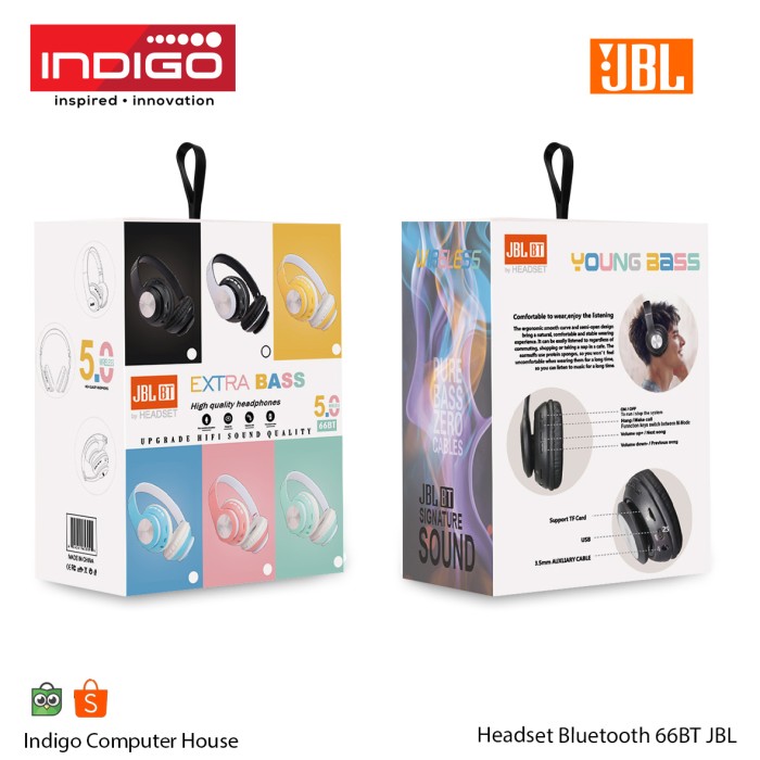 Headset Bluetooth 66BT JBL | Headset 66BT Wireless Bentuk Macaron
