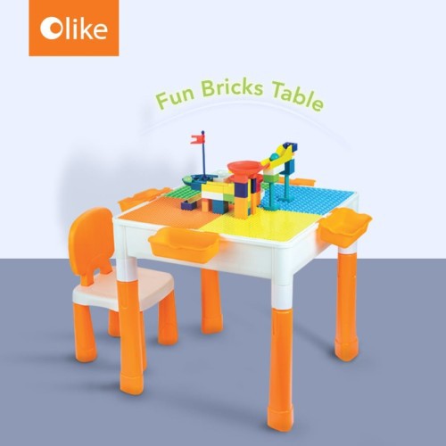 Fun Bricks Table Meja Lego Set Multifungsi Original - Meja Lego Main Pasir  Belajar - New