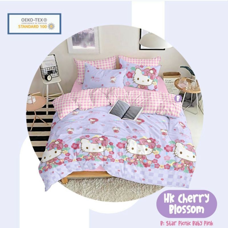 sprei Katun Star motif anak HK cherry blossom