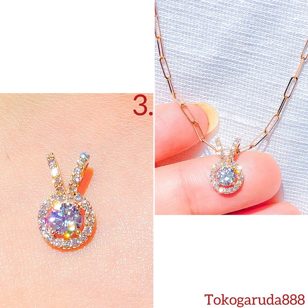 Liontin anak dan dewasa emas asli kadar 700 70 16k 750 75 17k rosegold whitegold solitaire like diamond mewah bling permata pita ringan 1 satu gram gr g kalung tali rantai paperlina paperclip itali santa terbaru