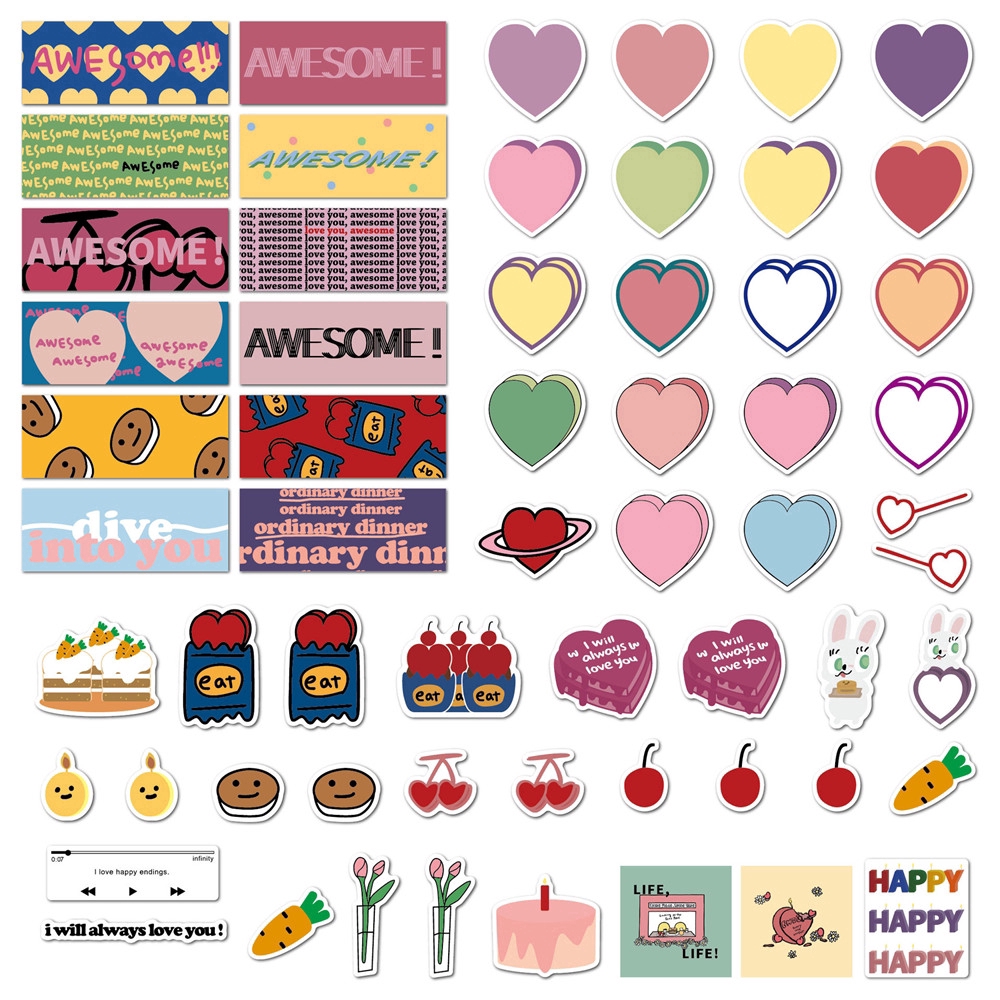 60 Pcs/pack Cute Heart Stickers Scrapbooking Decorative Sticker Korean DIY Diary Album Stick