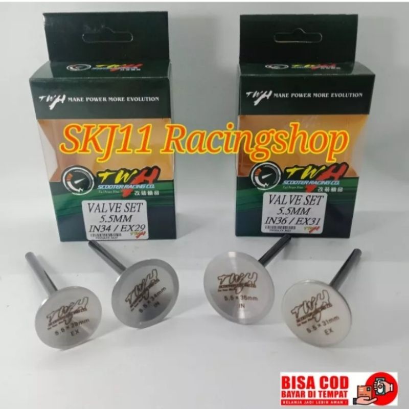 Klep TWH Racing 36/31 34/29 Batang Btg 5.5 mm Bahan Mentah non moto1 GF Racing- Klep Batang 5.5 tige