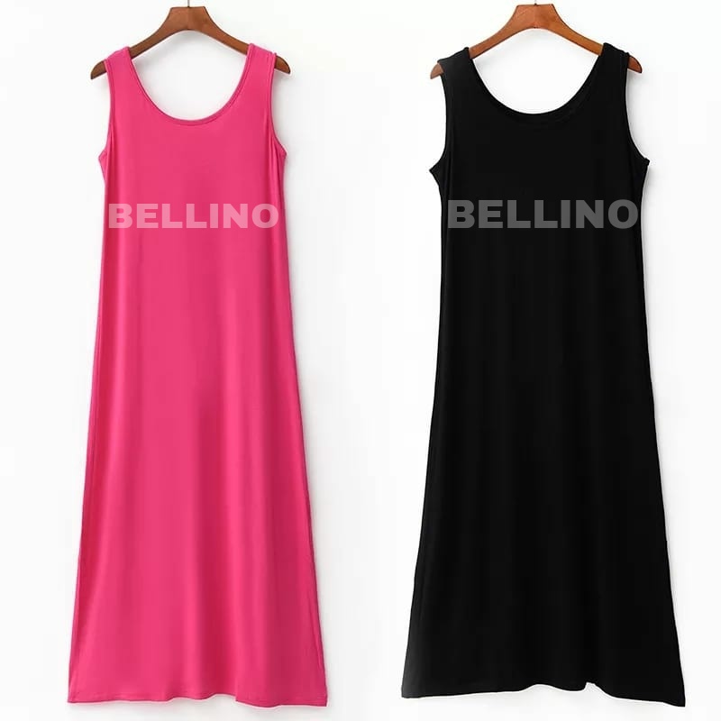 Inner Kaos Oblong Wanita Manset Lekbong Panjang Dalaman Gamis Dress Longdress Wanita Muat Jumbo Super Soft Premium Singlet Tanktop Terusan Panjang Tanpa Lengan Lekbong Bahan Adem Muat Besar