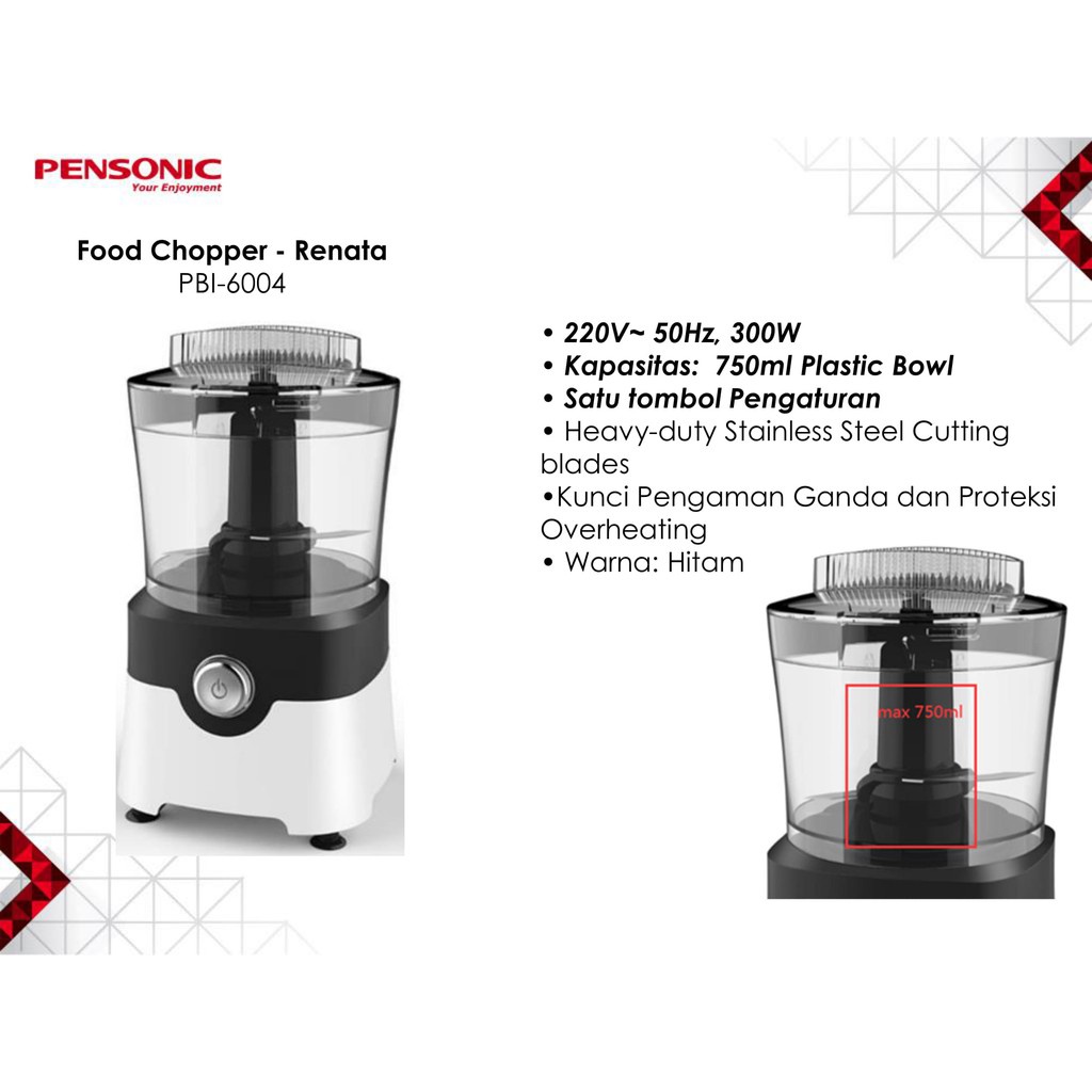 CHOPPER RENATA PENSONIC PBI 6004 / PBI6004 [300W/750ML]