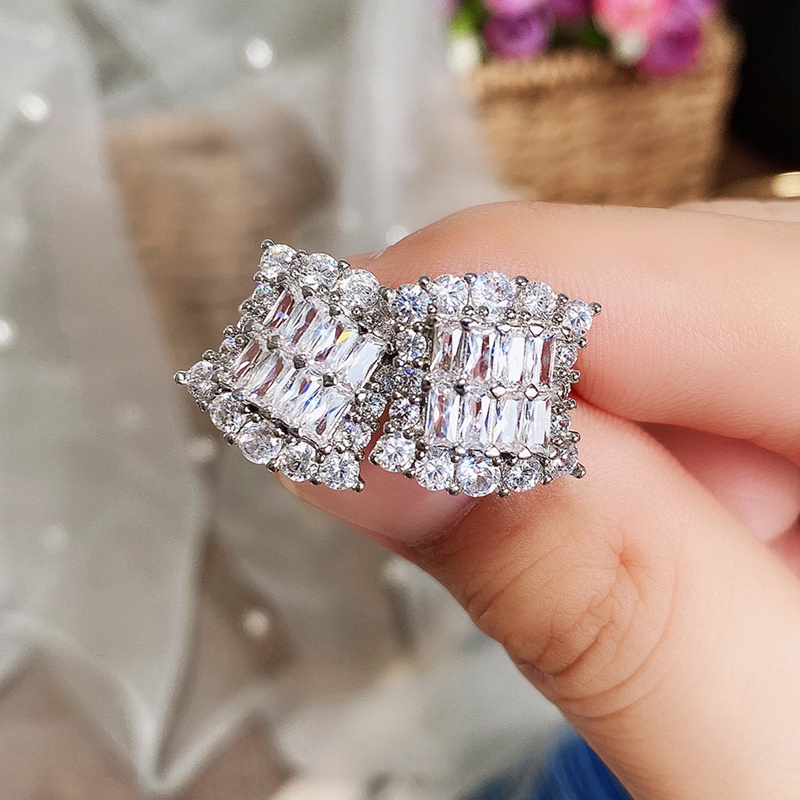Fancyqube Anting Stud Cubic Zirconia Kristal Serbaguna Untuk Aksesoris Wanita
