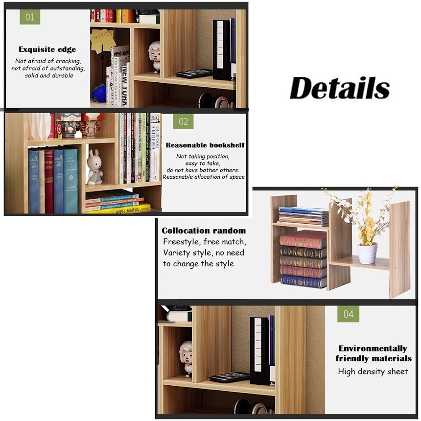 Rak Buku DIY Bongkar Pasang Rak Meja Multifungsi Untuk Dekorasi Meja Merapikan Meja Belajar Bookshelf Rack Bahan Kayu Kokoh Berkualitas Desk Storage Shelves