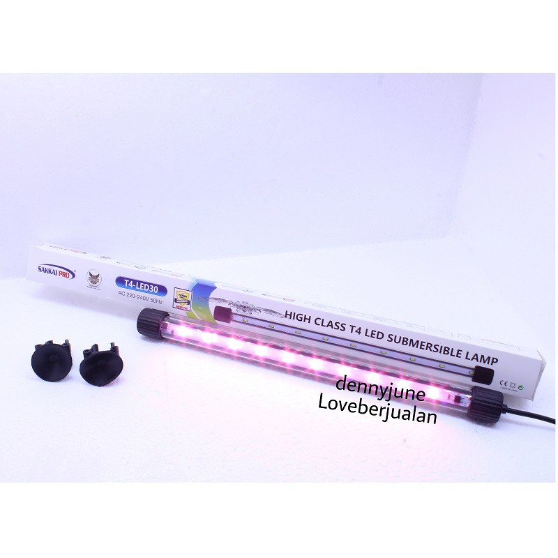 Lampu LED Aquarium T4 30 cm warna Putih &amp; Pink Sakkai Pro / Kyoto