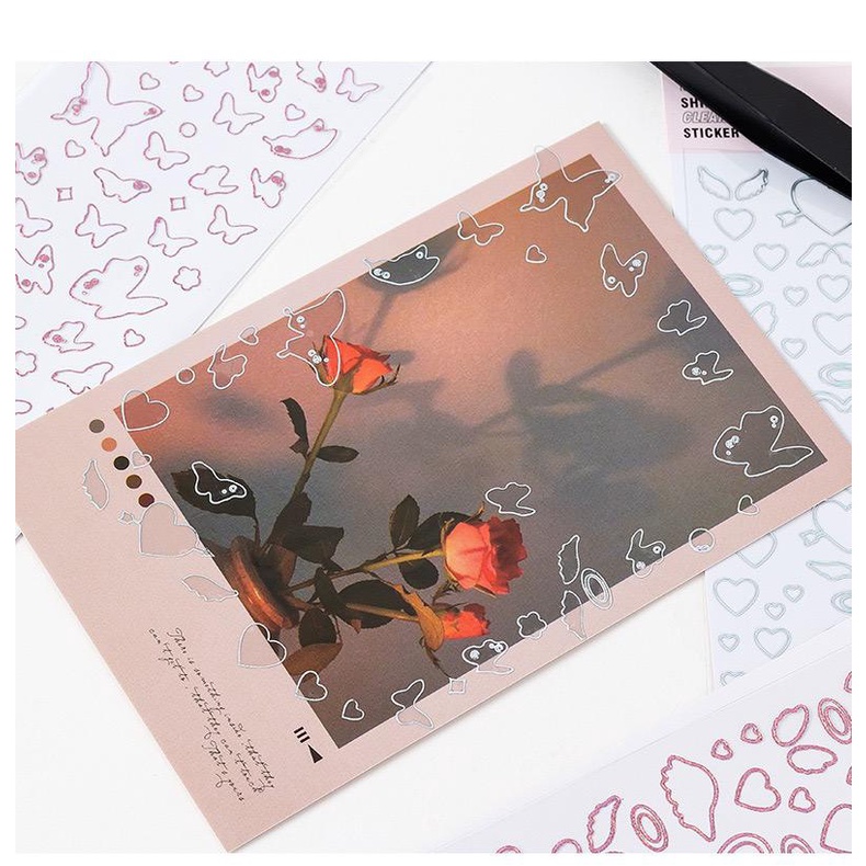 Sticker Deco Outline Hologram / Sticker Journaling Line Laser-4