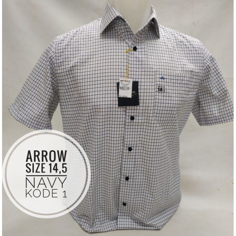 Kemeja Pria Arrow size 14,5 Regular fit lengan pendek Ori