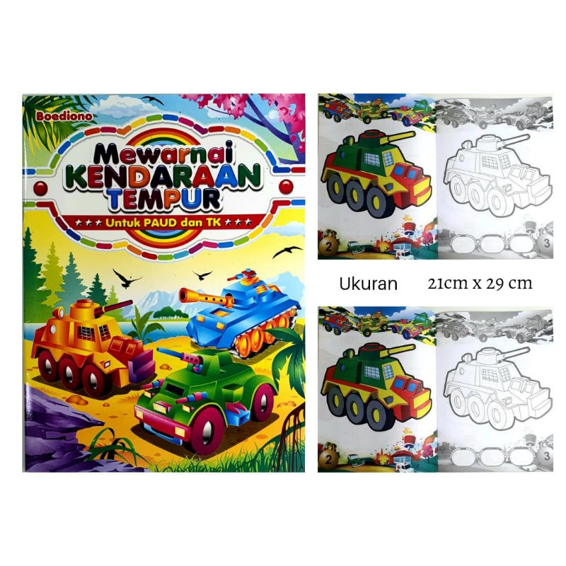 BOEDIONO - Buku Mewarnai Kendaraan Tempur Untuk Paud & Tk (ukuran 21x29)