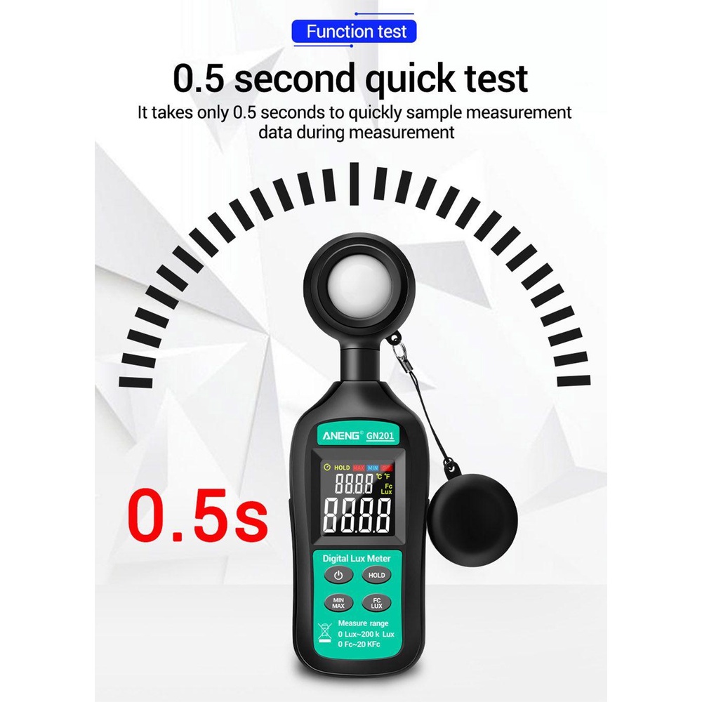 Top Digital Light Meter Handheld True RMS 200K Photometer