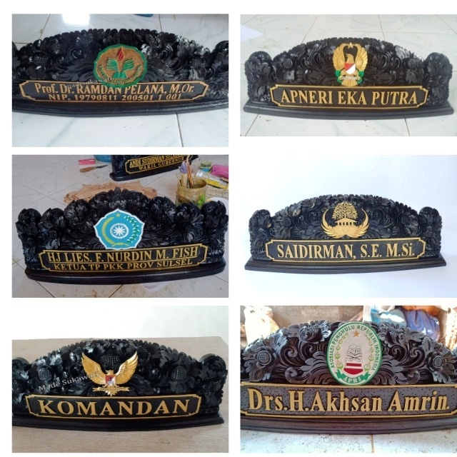 Papan nama LOGO CUSTOM name plate ukiran bali isi logo lambang kualitas ukiran Premium