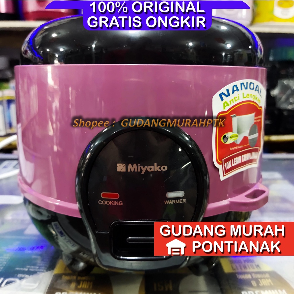 Rice Cooker Miyako  ANTI LENGKET / Magic Com BAhan NANOAL MCM-606B SBC / MCM 606 B SBC Panci Putih Magicom memasaka dan menghangatkan nasi