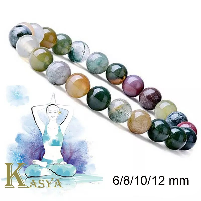 Gelang Pria Wanita Batu Natural Indiana Agate Yoga Meditasi Original Stone